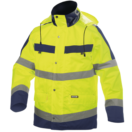 Parka Impermeable Reflectante Atlantis XS +/- 200 g/m² Amarillo Fluo/Azul Marino DASSY