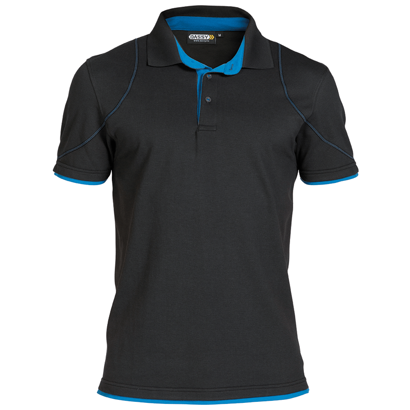 Polo Orbital 4XL +/- 220 g/m² Preto/Azul Celeste DASSY Polo Orbital 4XL +/- 220 g/m² Preto/Azul Celeste DASSY