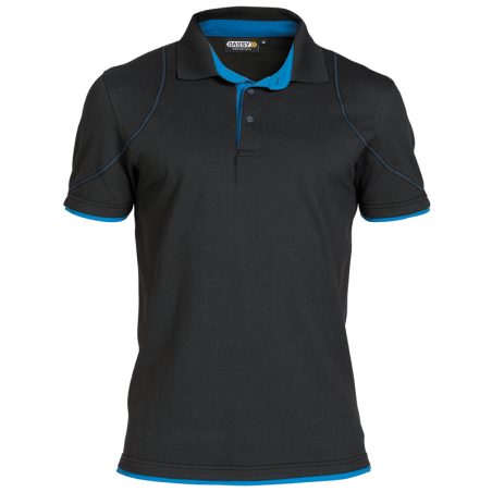 Polo Orbital 4XL +/- 220 g/m² Preto/Azul Celeste DASSY