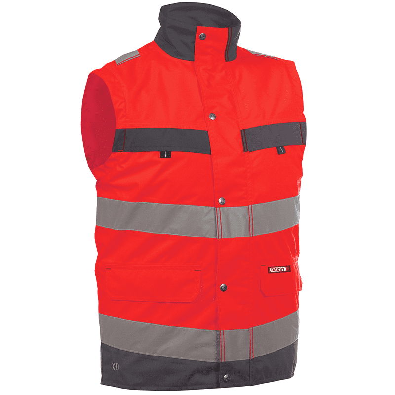 DASSY Bilbao High Visibility Body Warmer XL +/- 200 g/m² Fluo Red/Grey DASSY Bilbao High Visibility Body Warmer XL +/- 200 g/m² Fluo Red/Grey
