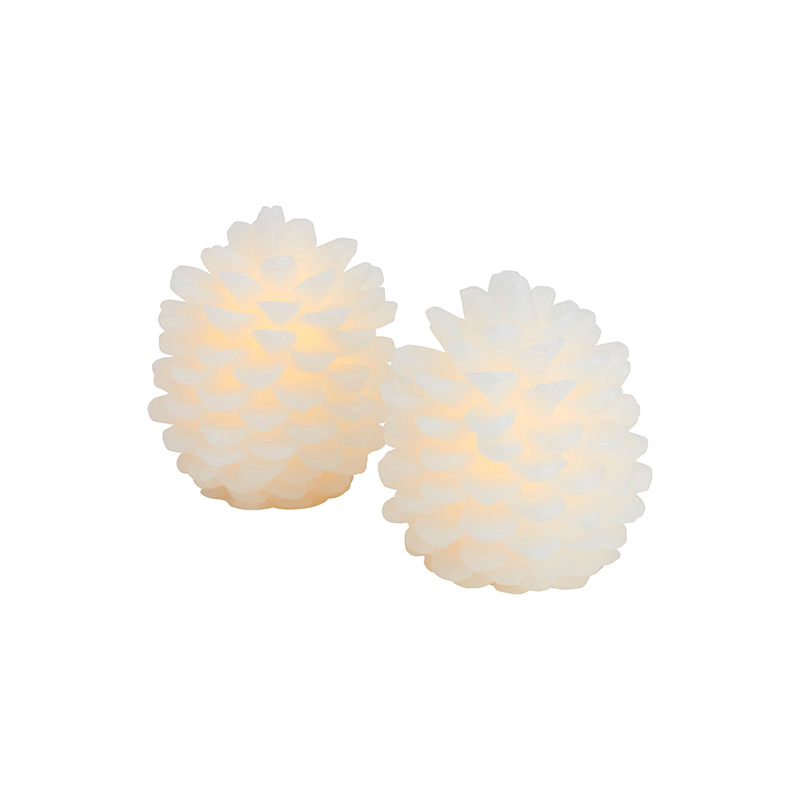 Conj. de 2 Pinhas Cera LED 10cm - Clara Conj. de 2 Pinhas Cera LED 10cm - Clara