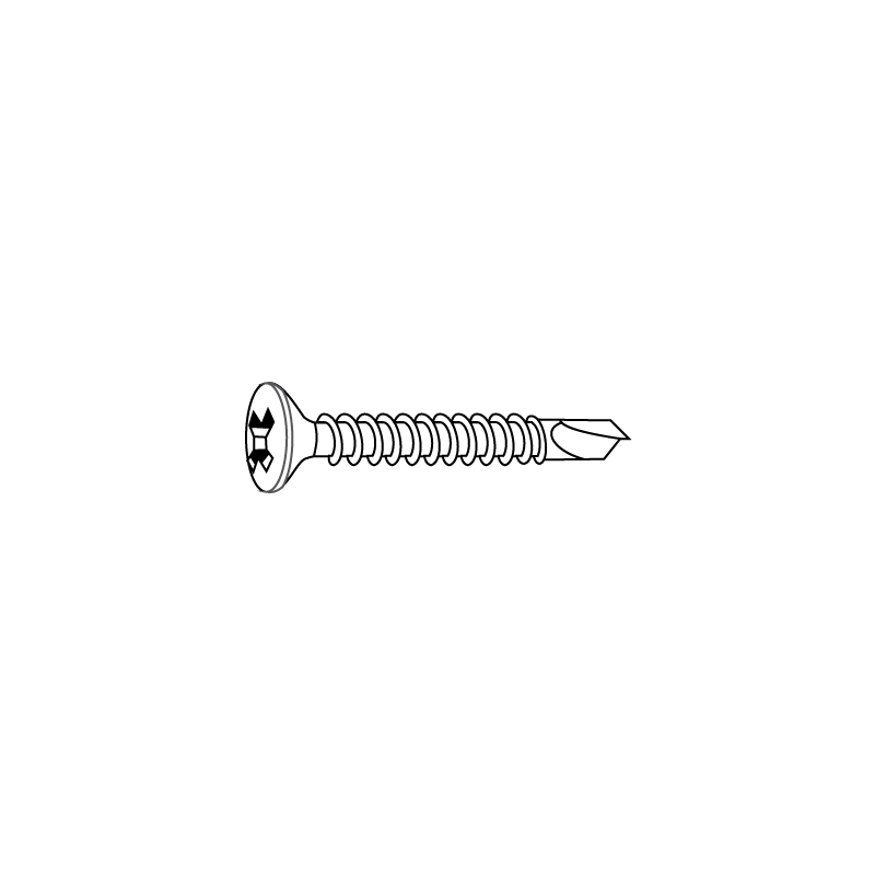 Tornillo de Taladrar con Cabeza Avellanado con Hueco Cruciforme DIN 7504P 3,5x25 Zincado Blanco CHEMITOOL Tornillo de Taladrar con Cabeza Avellanado con Hueco Cruciforme DIN 7504P 3,5x25 Zincado Blanco CHEMITOOL