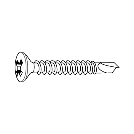Tornillo de Taladrar con Cabeza Avellanado con Hueco Cruciforme DIN 7504P 3,5x25 Zincado Blanco CHEMITOOL