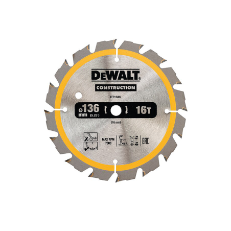Lâmina para serra circular portátil para construção DeWalt (136mm x 10mm x 16D)